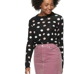 POPSUGAR Jacquard Slim Polka Dot Sweater NWT